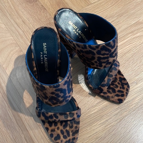 BNIB SAINT LAURENT Pony Hair Leopard Print Mule - Picture 1 of 5